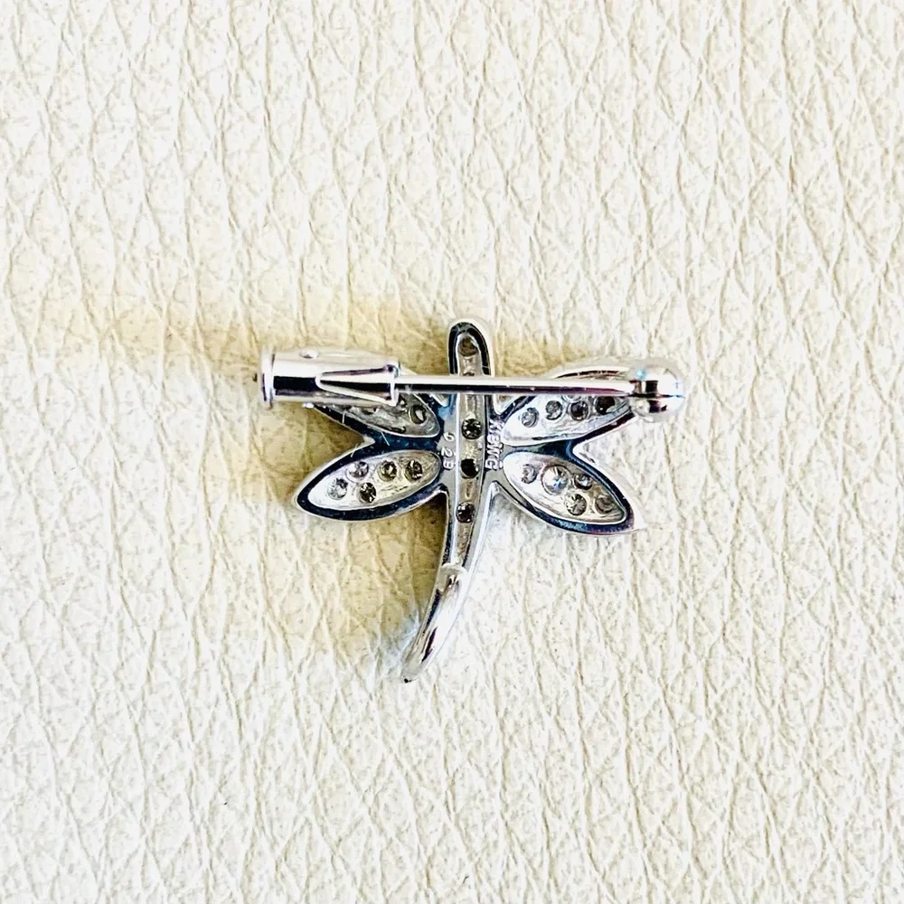 K18 White Gold Diamond Dragonfly Brooch 0.29ct Fine Jewelry Pin